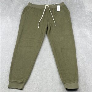 NEW Outerknown L Organic Cotton Terry Womens Green Jogger Sweatpants